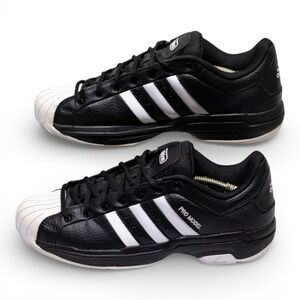 Adidas Pro Model Low Mens 9.5 Black White Excellent FX4980 Shell Toe Sneakers